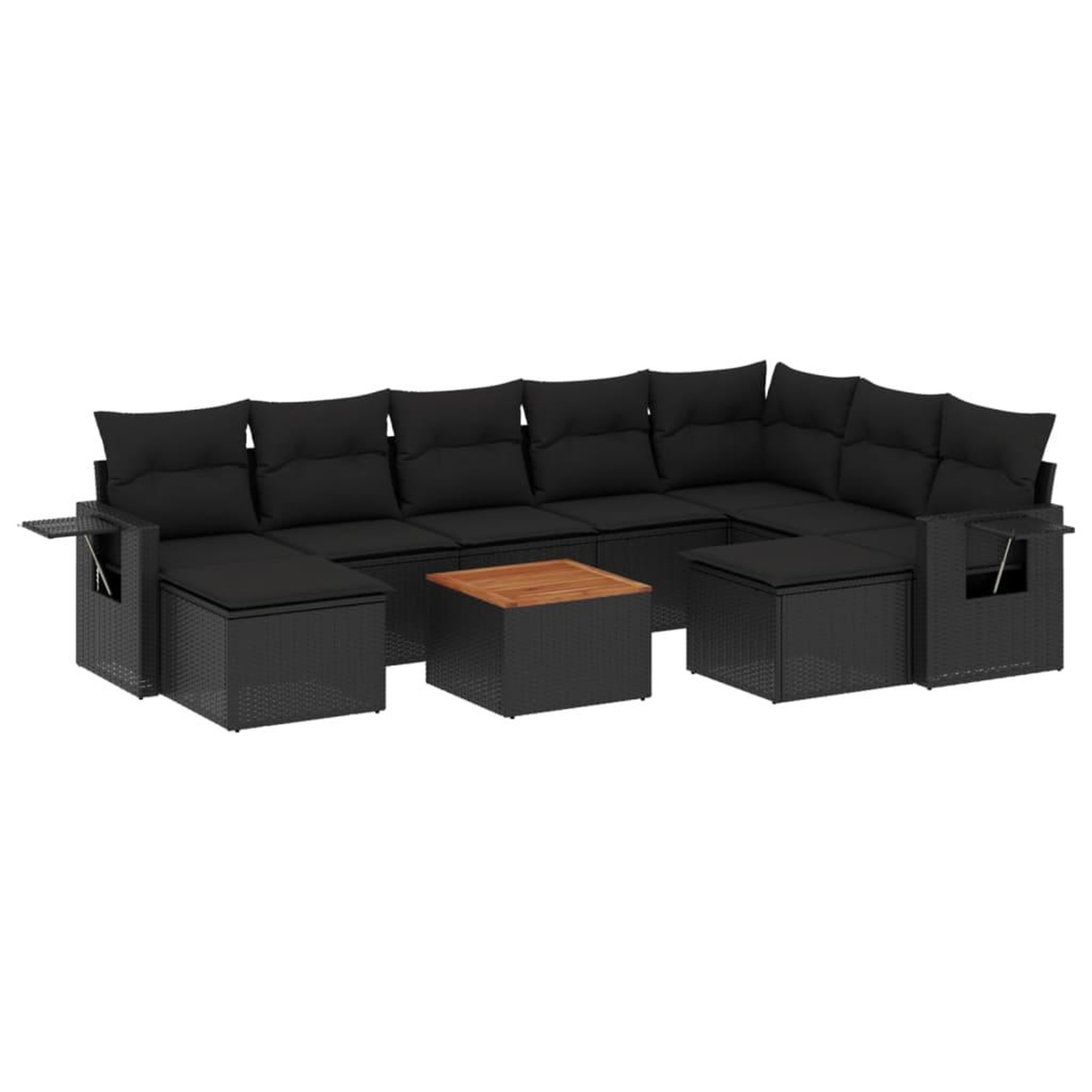Voir la diapositive 2 : VIDAXL Salon de jardin 10 pcs avec coussins noir resine tressee