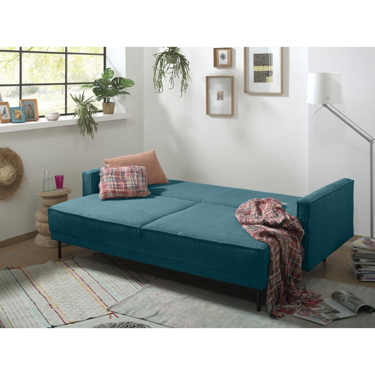 LISA DESIGN Charlie - canapé 3 places convertible avec coffre - en velours côtelé