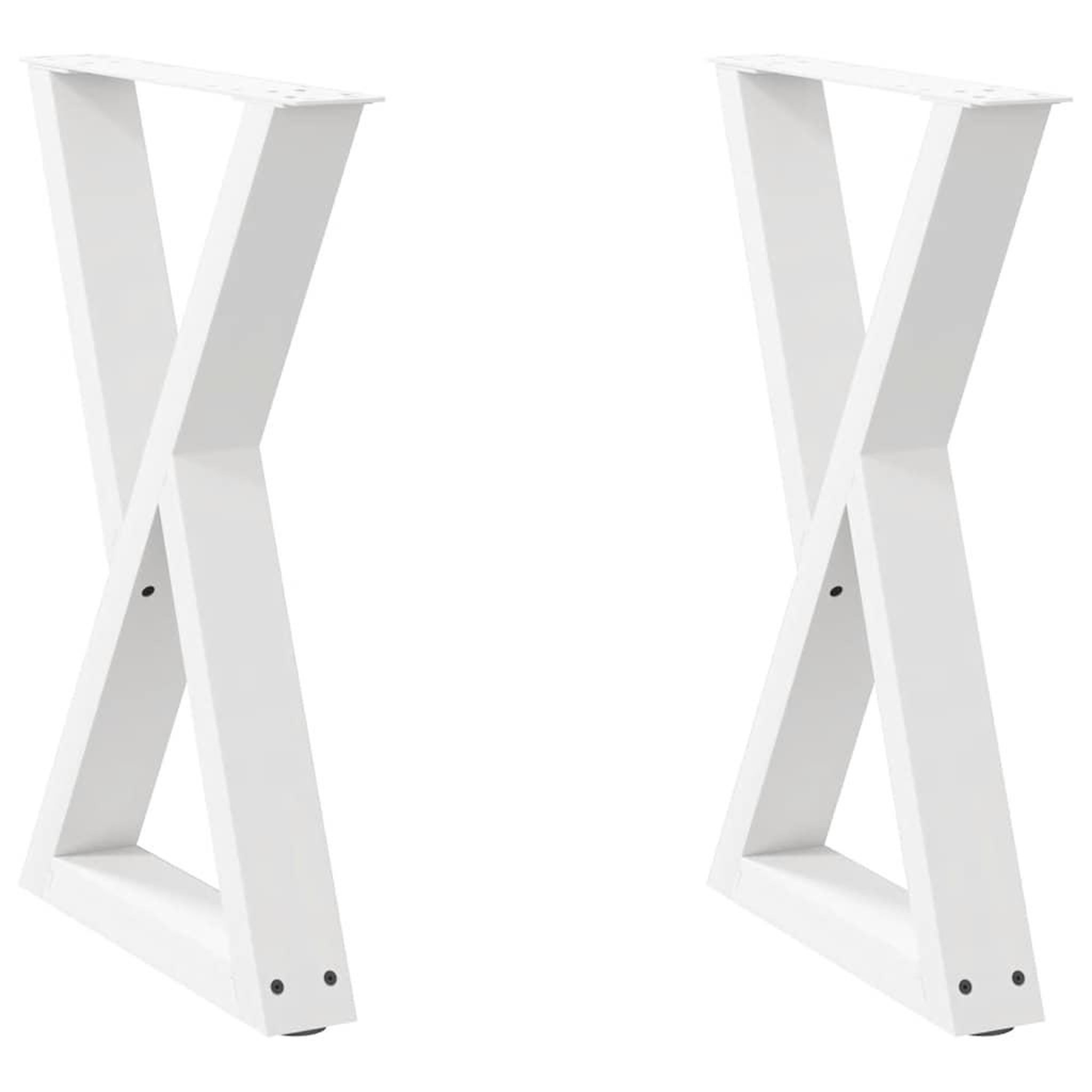 Voir la diapositive 2 : VIDAXL Pieds de table a manger 2pcs blanc 50x(72-73,3)cm acier