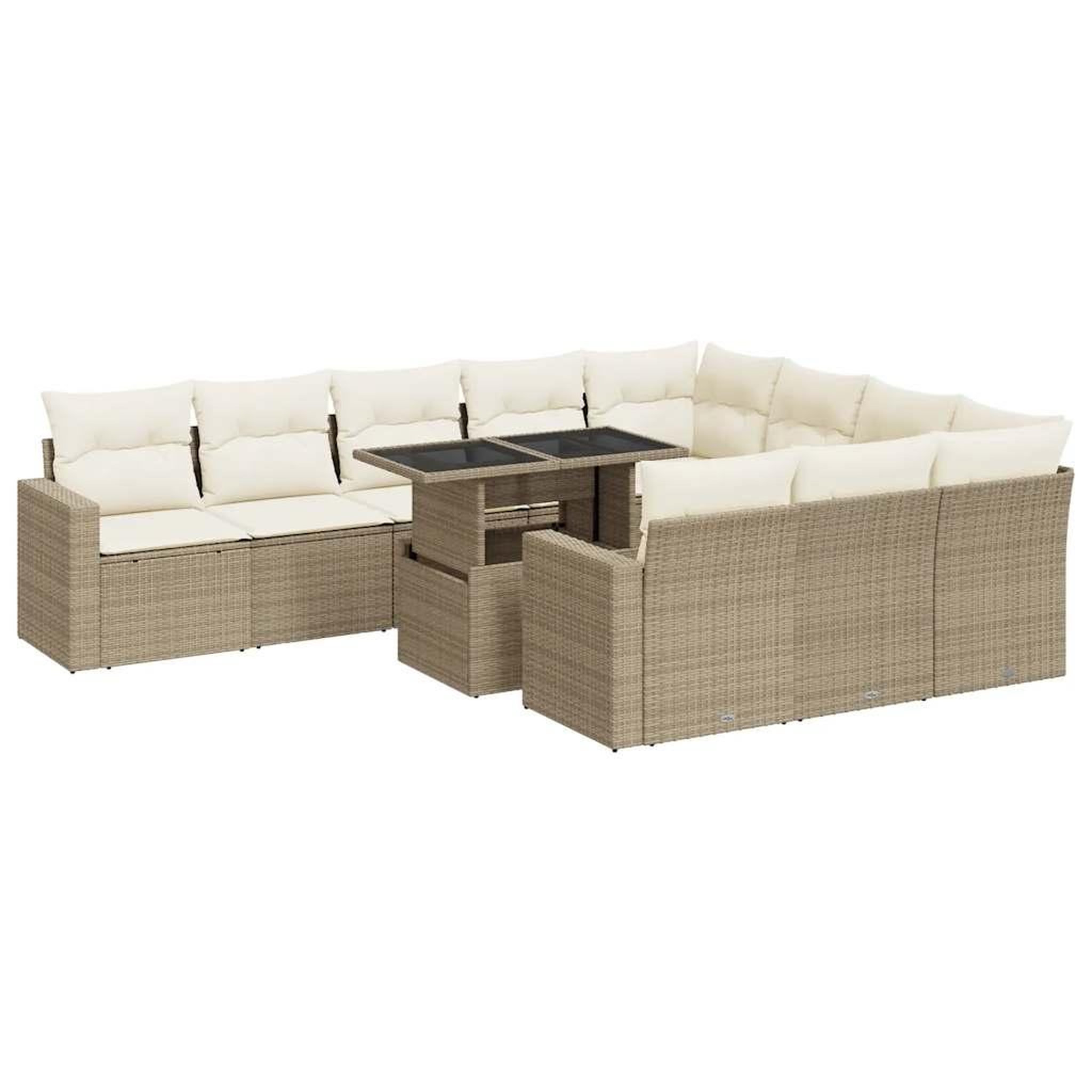 Voir la diapositive 2 : VIDAXL Salon de jardin 11 pcs avec coussins beige resine tressee