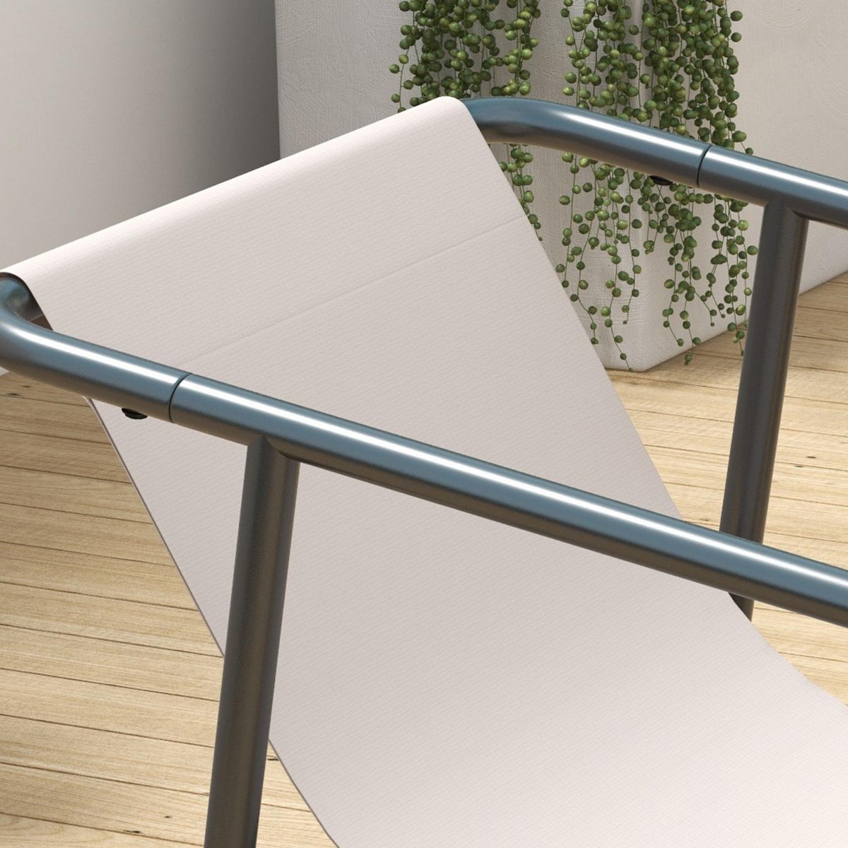 OUTSUNNY Salon de jardin 4 personnes 4 pièces acier noir teslin haute densité blanc cassé