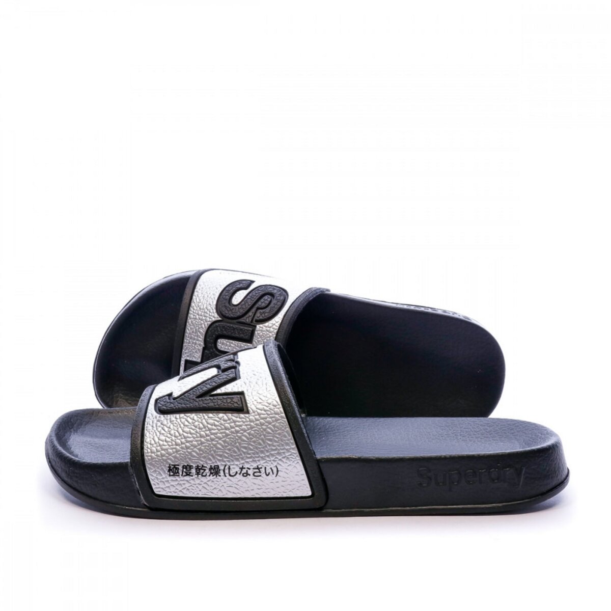 SUPERDRY Claquette argent noir femme Superdry Eva 2.0 Slide pas