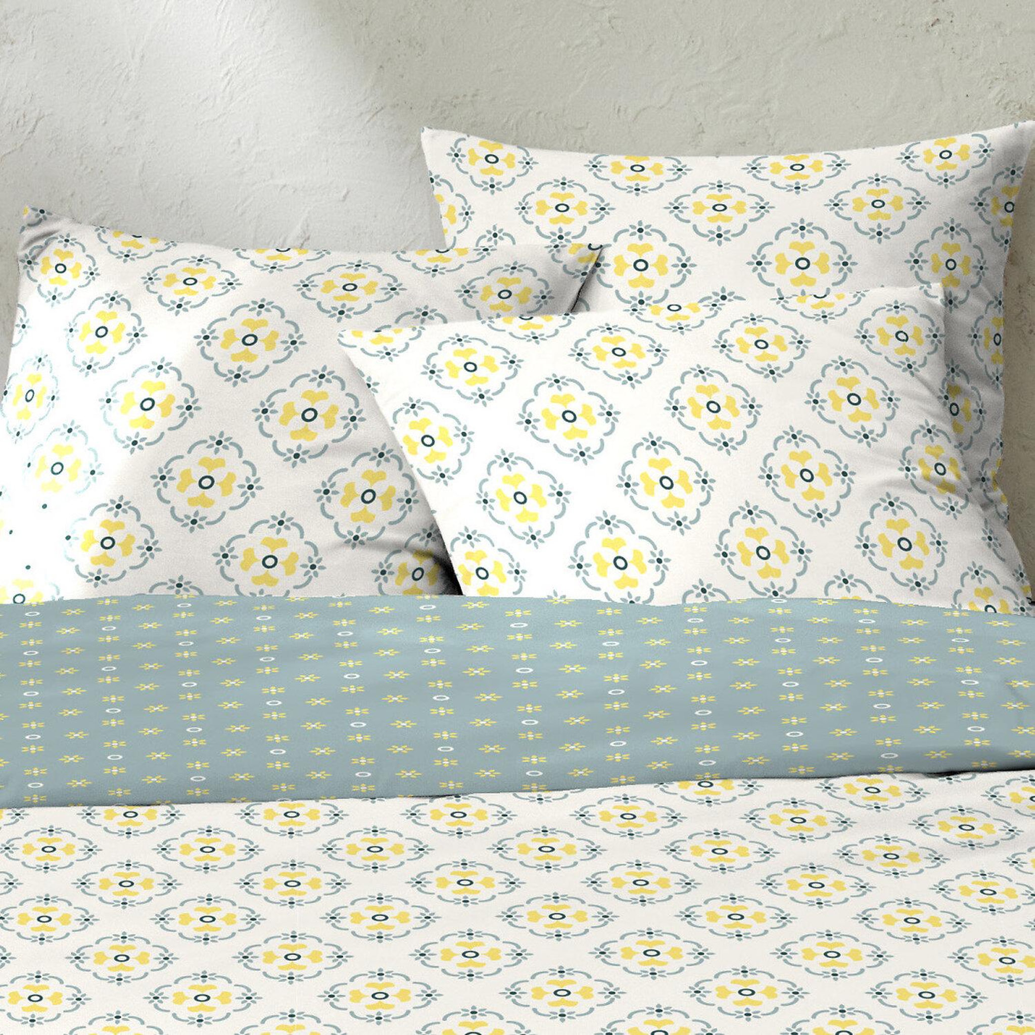 Voir la diapositive 4 : Home collection Parure housse de couetteavectaie oreiller coton 51 fils creala