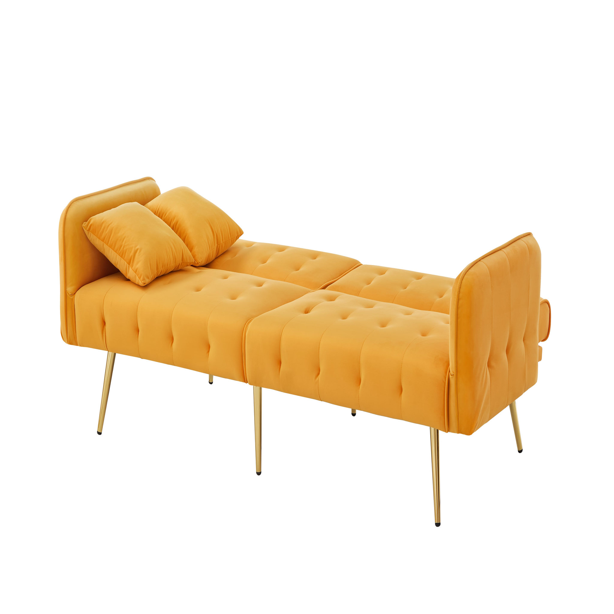 MERAX Canapé droit convertible 2 pl velours. Coloris disponibles : Gris, Blanc, Vert, Jaune, Beige