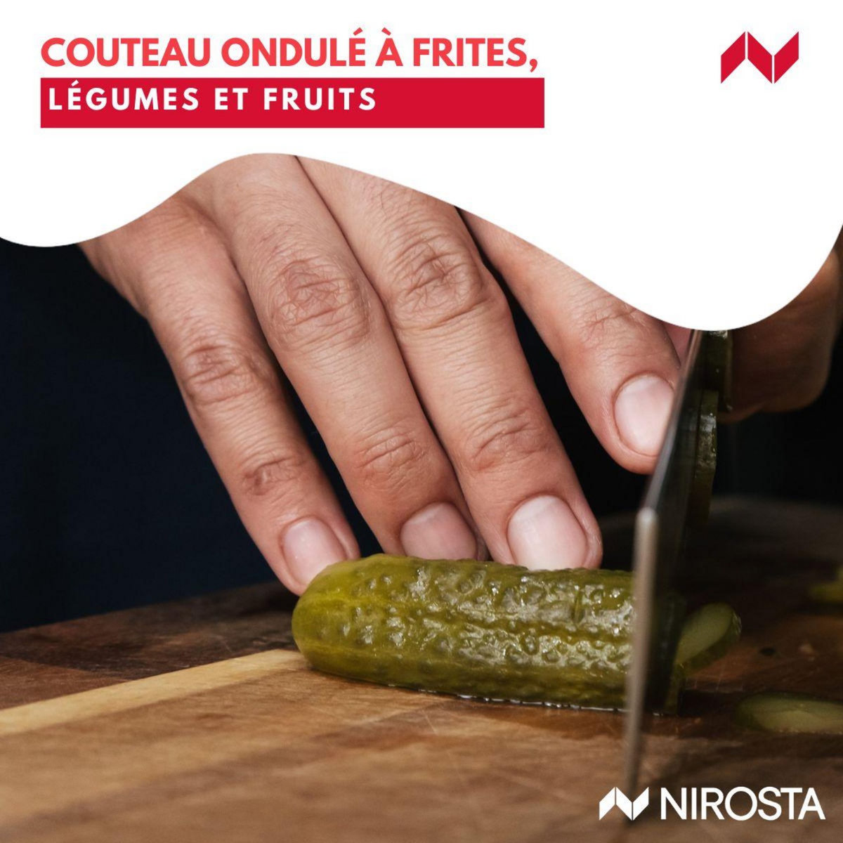 NIROSTA Couteau à lame ondulée pour frites, légumes et fruits Nirosta