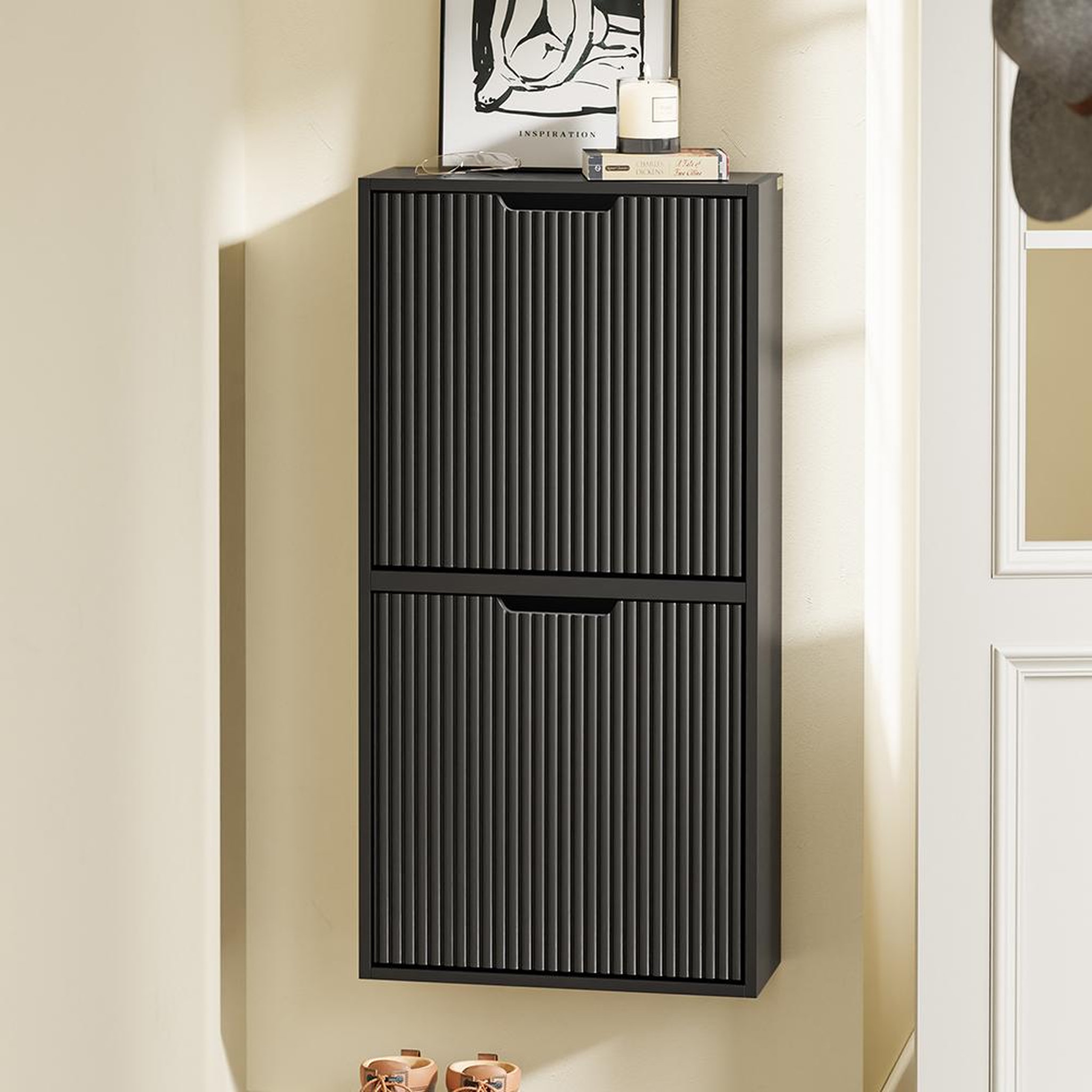 Voir la diapositive 2 : SOBUY Armoire à chaussures Noir 50x19x99 cm FSR204-SCH