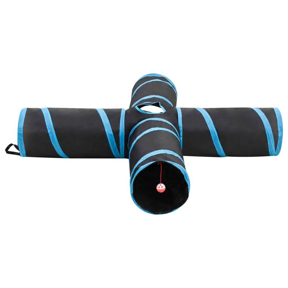 VIDAXL Tunnel pour chats a 4 voies Noir et bleu 132 cm Polyester