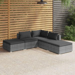 VIDAXL Salon de jardin 5 pcs avec coussins Resine tressee Gris