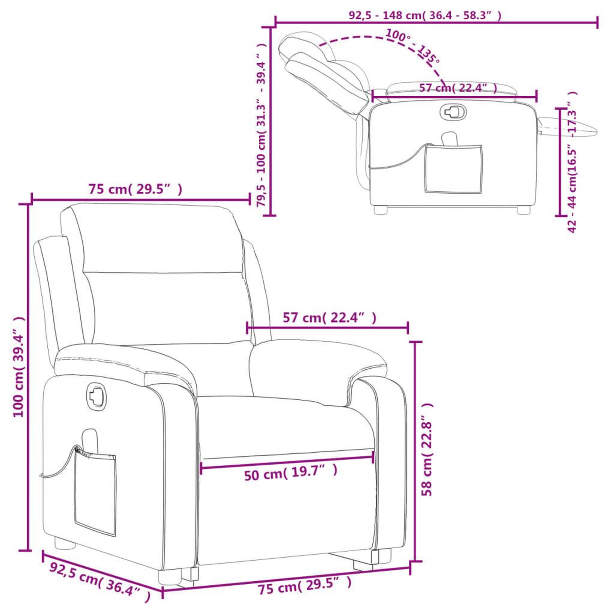 Voir la diapositive 6 : VIDAXL Fauteuil de massage inclinable Noir Velours