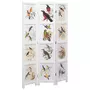 VIDAXL Cloison de separation 3 panneaux Blanc 105x165 cm Oiseaux