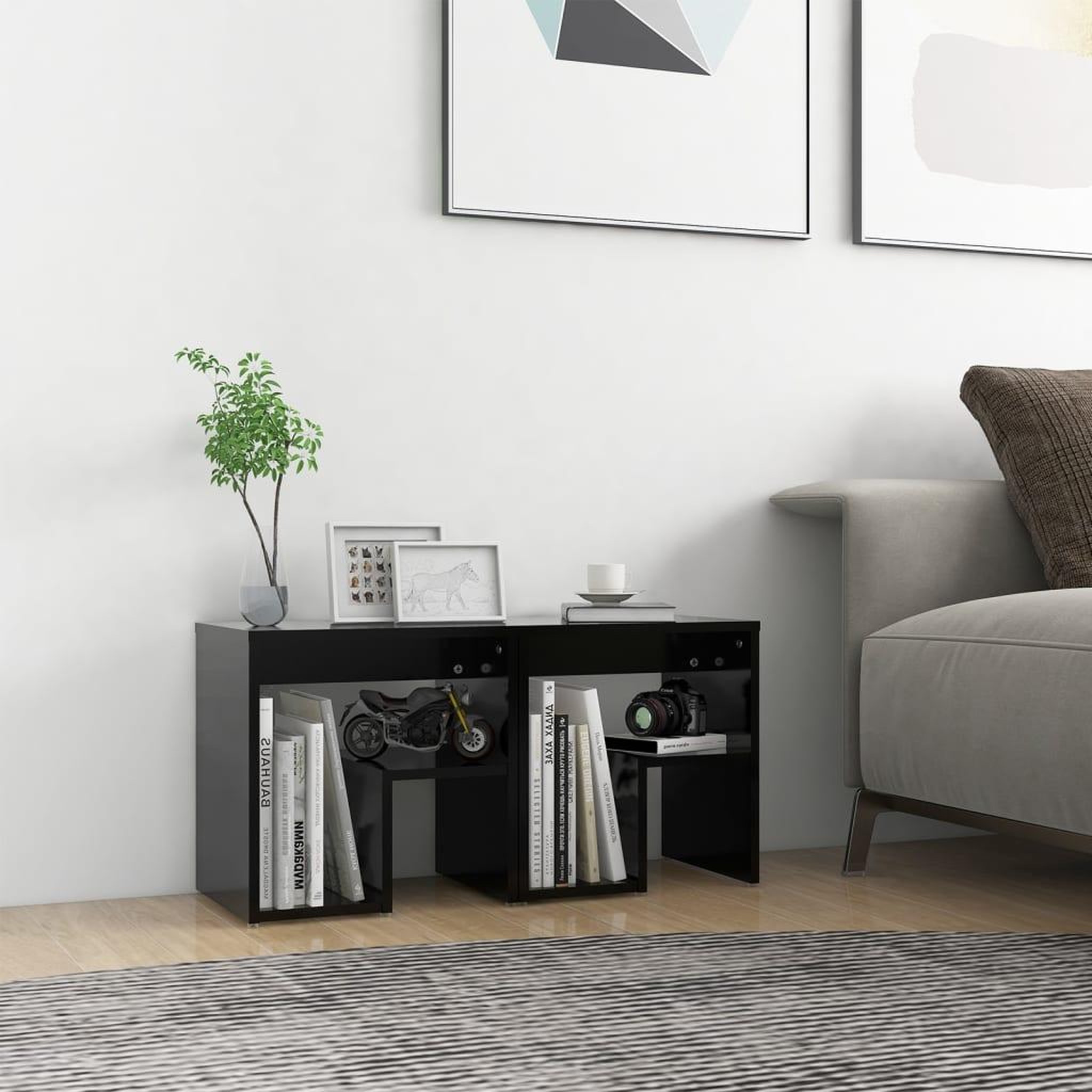 VIDAXL Tables de chevet 2 pcs noir 40x30x40 cm bois d'ingenierie