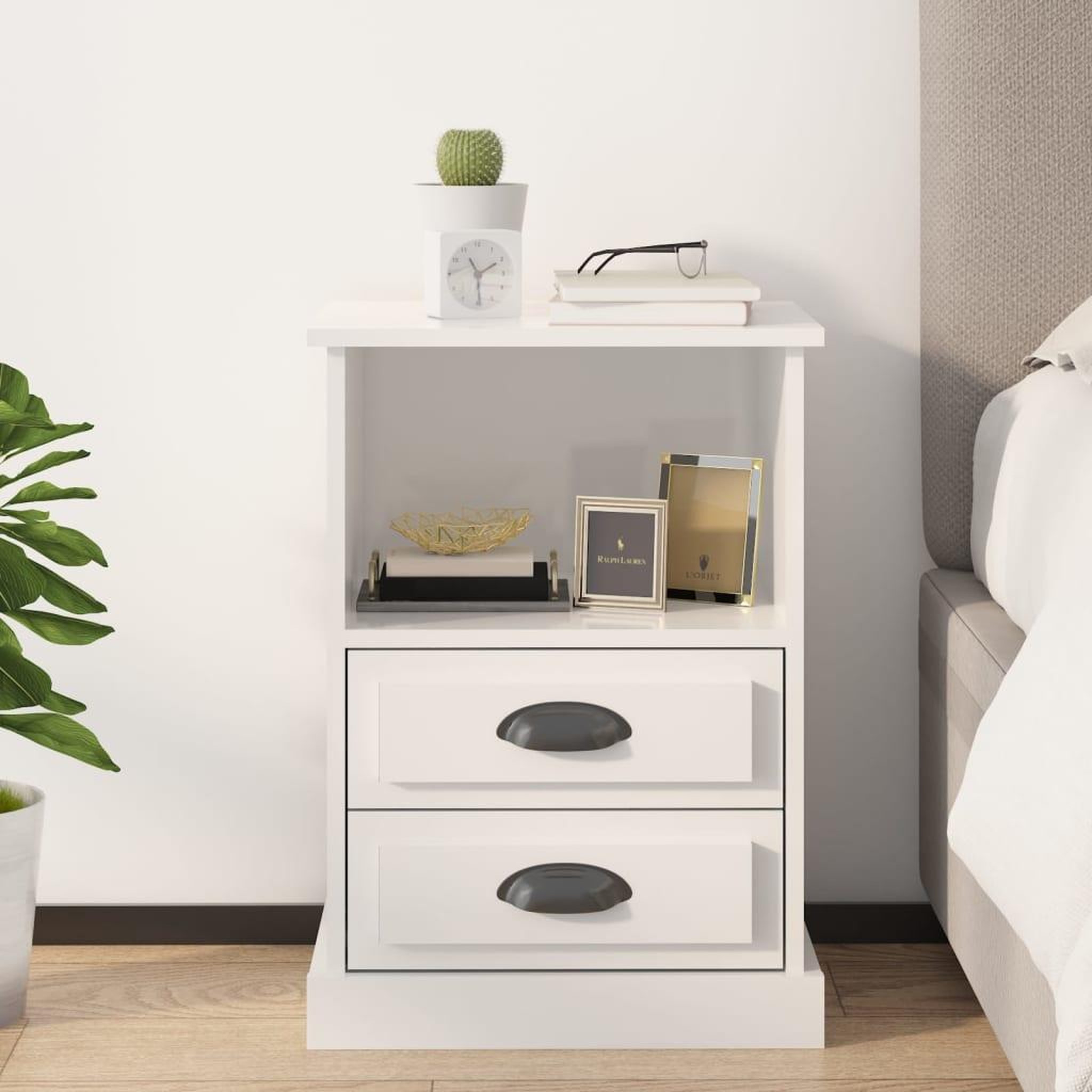 VIDAXL Table de chevet blanc brillant 43x36x60 cm