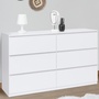 Voir la diapositive 2 : ID MARKET Commode 6 tiroirs TOMI XXL 140 cm bois blanc