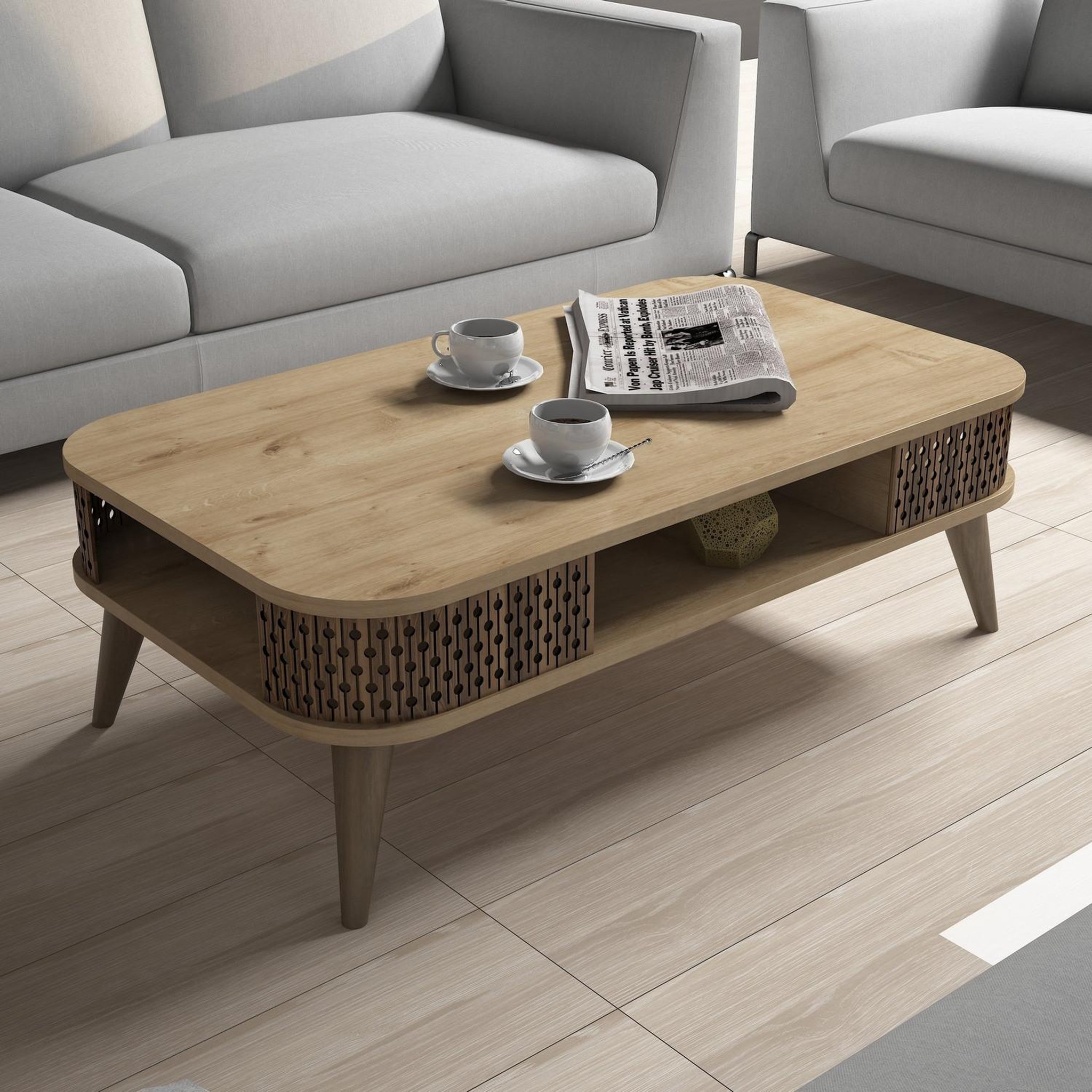 Voir la diapositive 4 : Habitat et Jardin Table basse en bois  eylul  - 105 x 60 x 34 cm - marron