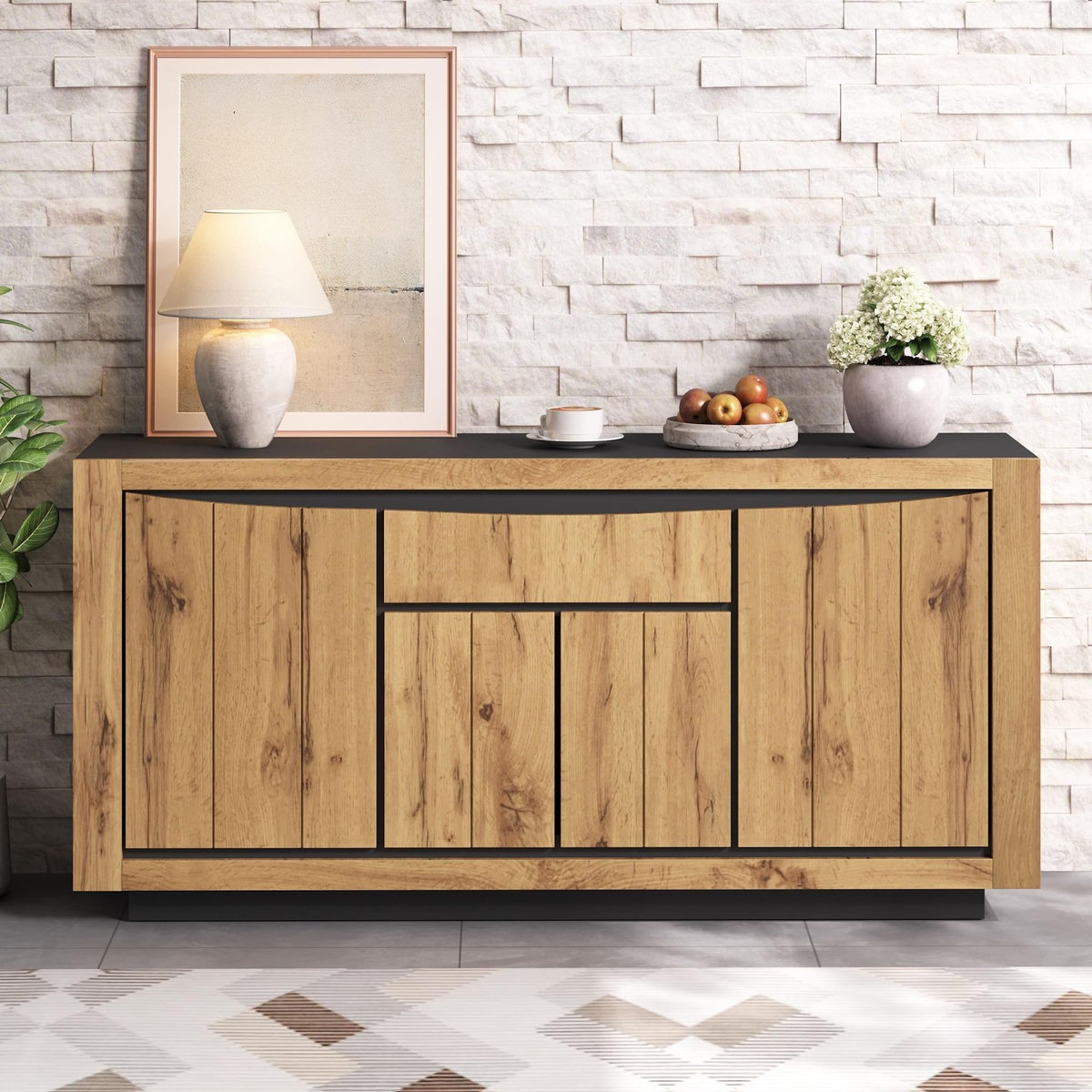 MERAX Buffet 4 porte(s) 1 tiroir(s) - 140 cm naturel mdf