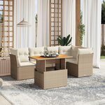 VIDAXL Salon de jardin avec coussins 5 pcs beige resine tressee