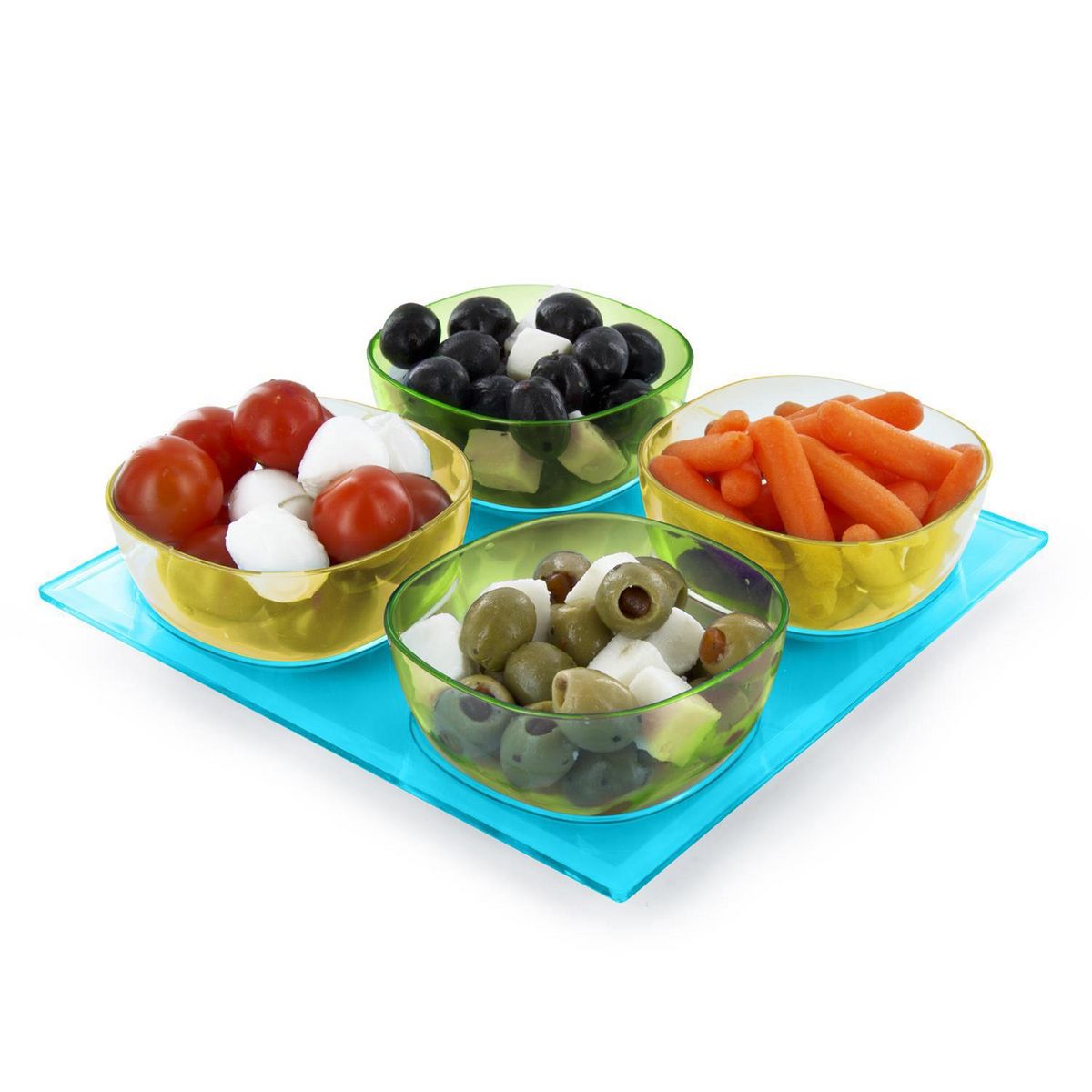 Saveur et dégustation 4 coupelles avec plateau - Turquoise
