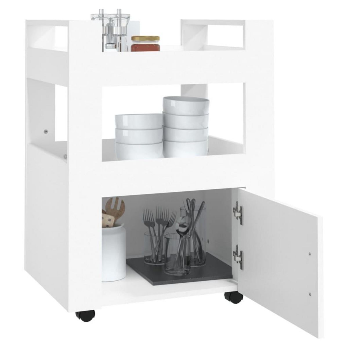VIDAXL Chariot de cuisine Blanc 60x45x80 cm Bois d'ingenierie