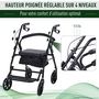 Voir la diapositive 5 : HOMCOM HOMCOM Déambulateur 4 roues - déambulateur pliable léger - assise + dossier rembourré  - poignées ergonomiques, freins à main - panier rangement - cale-pied - métal noir
