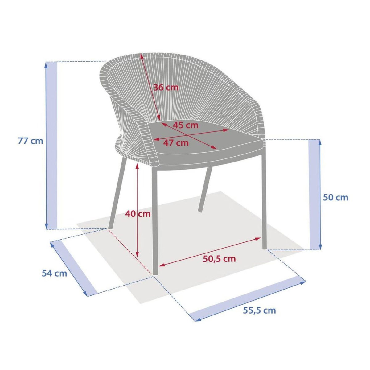 HESPERIDE Fauteuil de jardin empilable en aluminium ORYON
