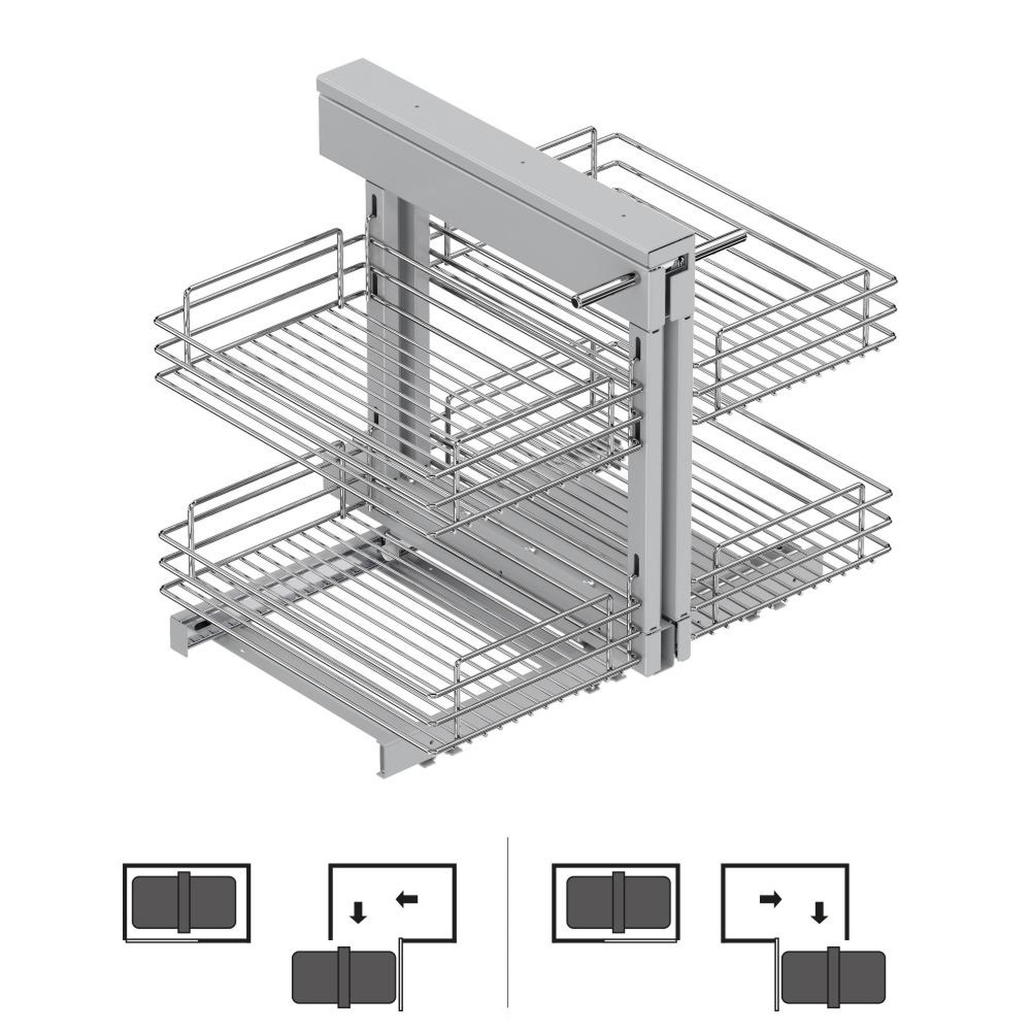 EMUCA SRL Système d'angle extractible pour meuble de cuisine Suprastar -  acier -  chrome