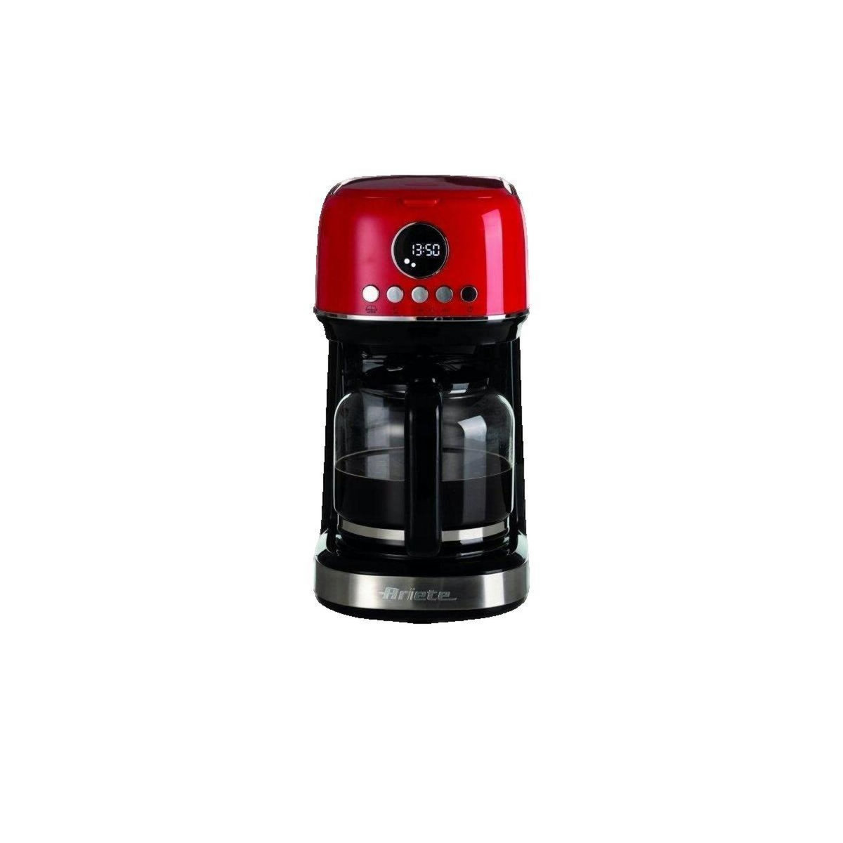 ARIETE Cafetière Ariete 1396 rouge avec écran LCD et carafe en verre trempé