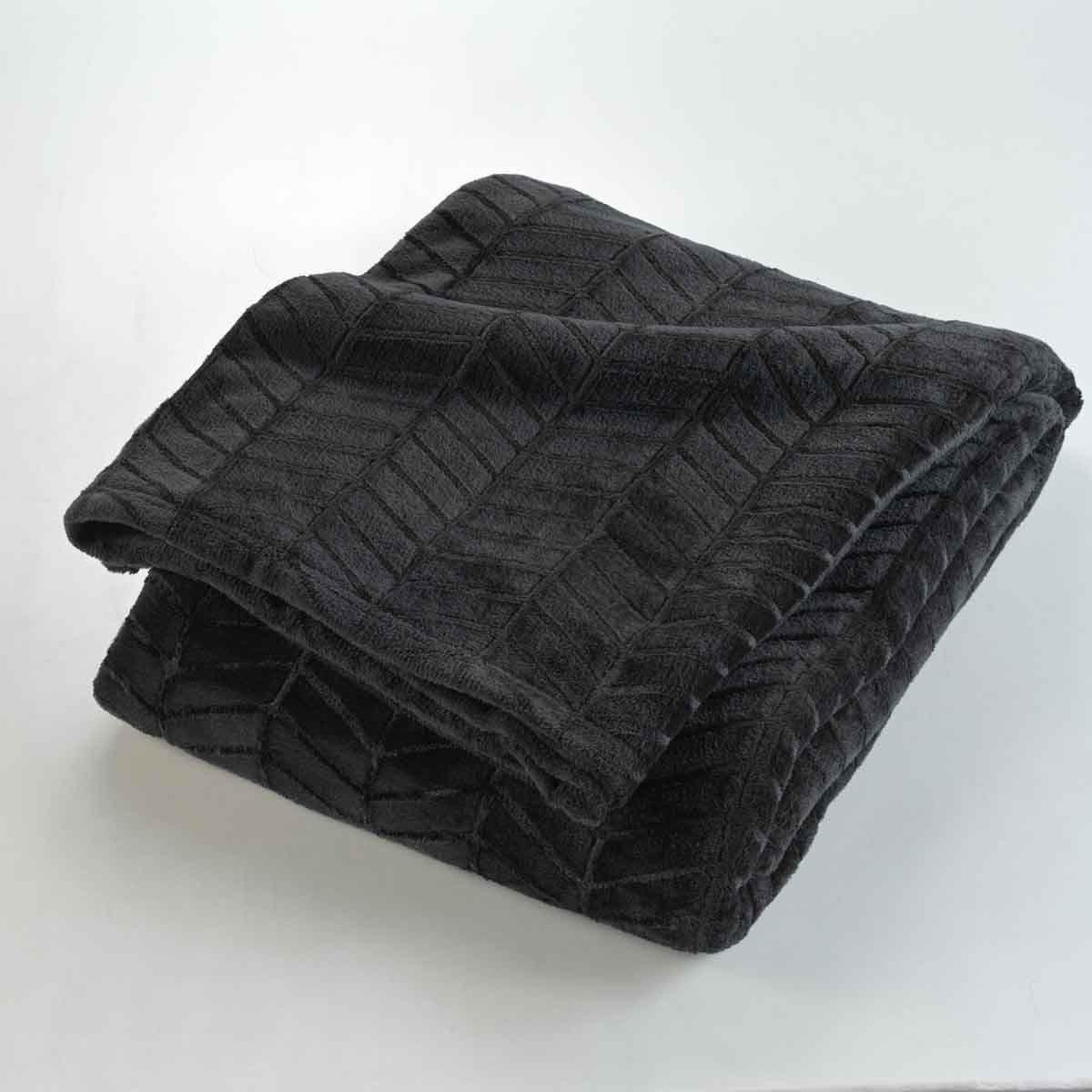 Voir la diapositive 2 : Douceur d'Intérieur Plaid flanelle uni  arya  180x220cm noir