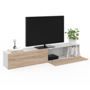 Voir la diapositive 4 : ID MARKET Meuble TV 180 cm suspendu ELIO 2 portes blanc et bois