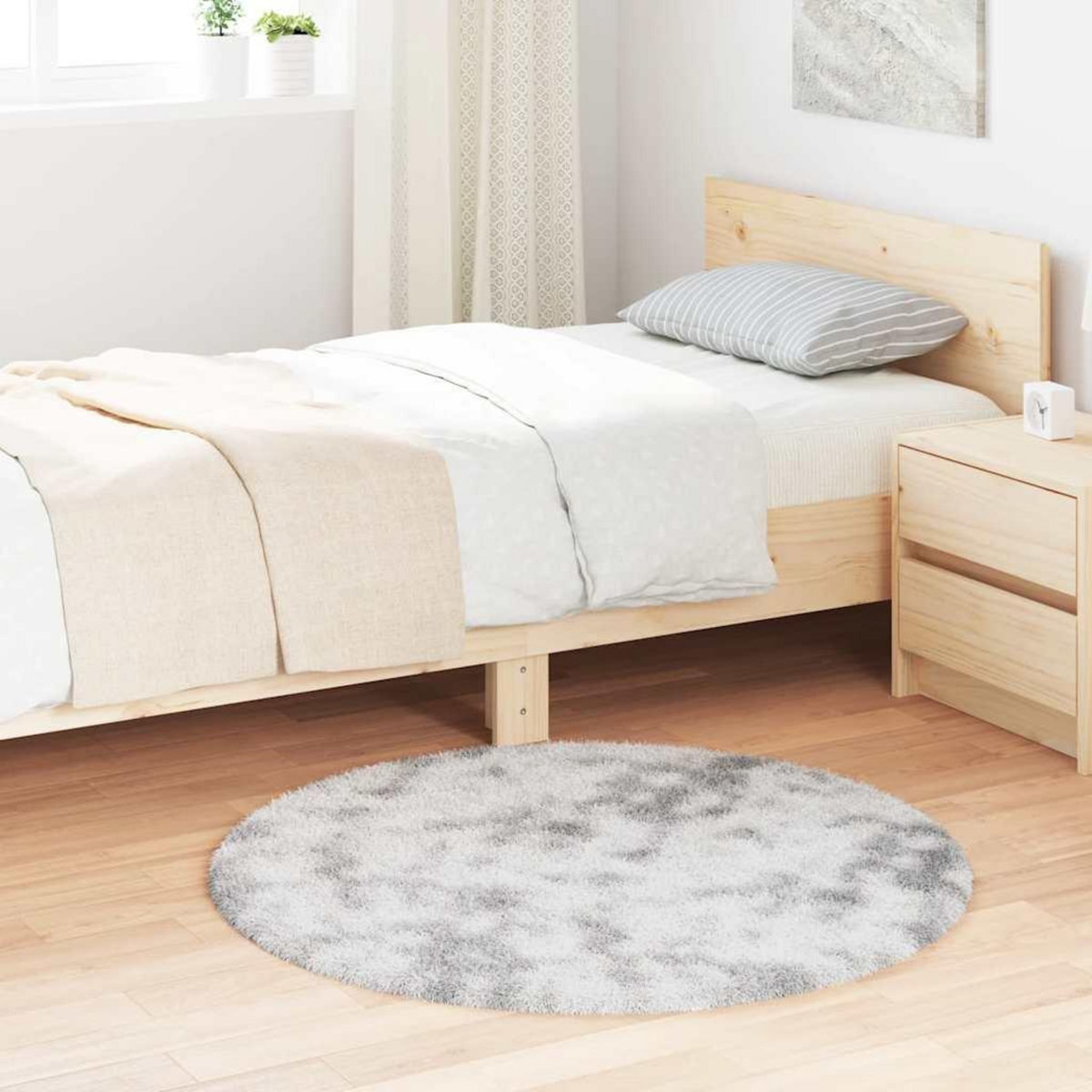 VIDAXL Tapis shaggy a poils longs NAVARRA gris clair 100x100 cm