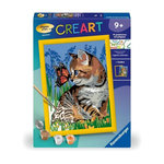 RAVENSBURGER CreArt Kids 18x24cmChat et son compagnon le papillon, Kit de peinture par numéros Numéro d'Art,, Des 9 ans, 25813, Ravensburge