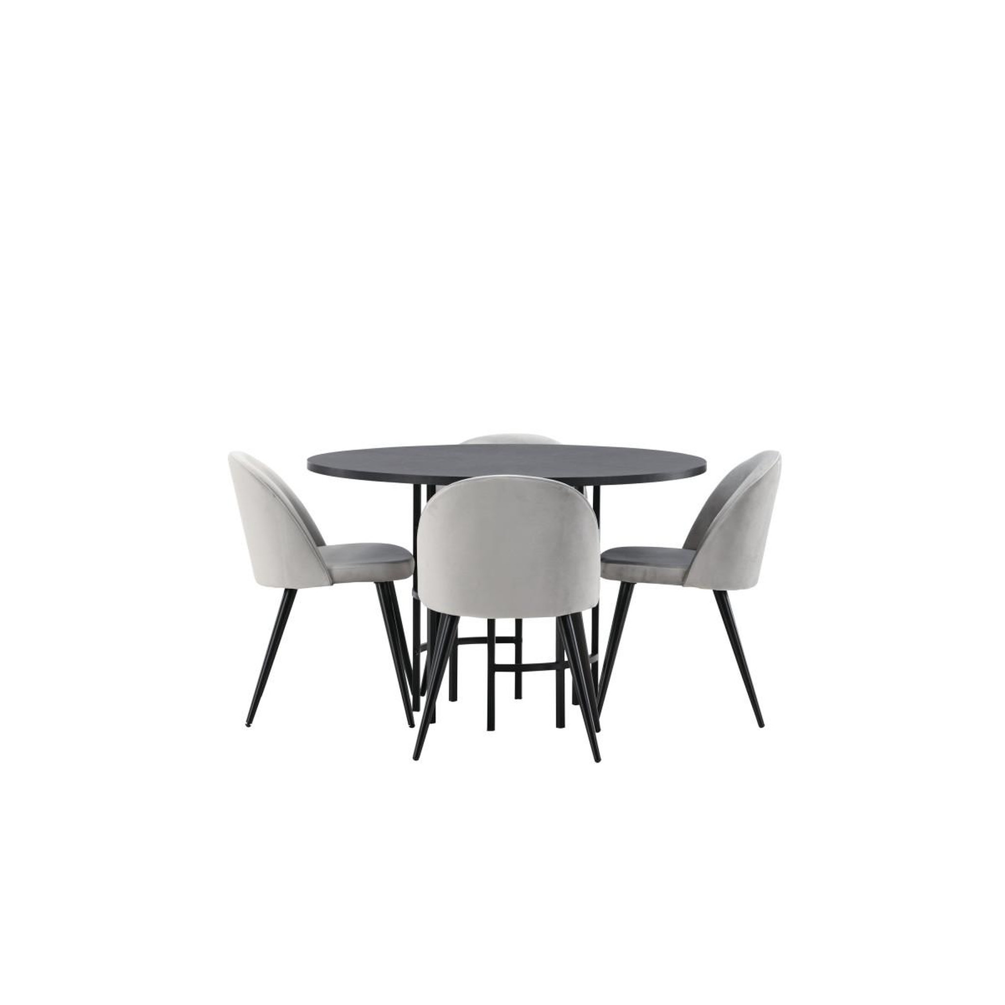 Voir la diapositive 2 : Paris Prix Ensemble table à manger & 4 chaises  copenhagen & velvet  115cm noir & gris