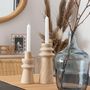 Voir la diapositive 2 : ATMOSPHERA Duo de bougeoirs en bois - Beige