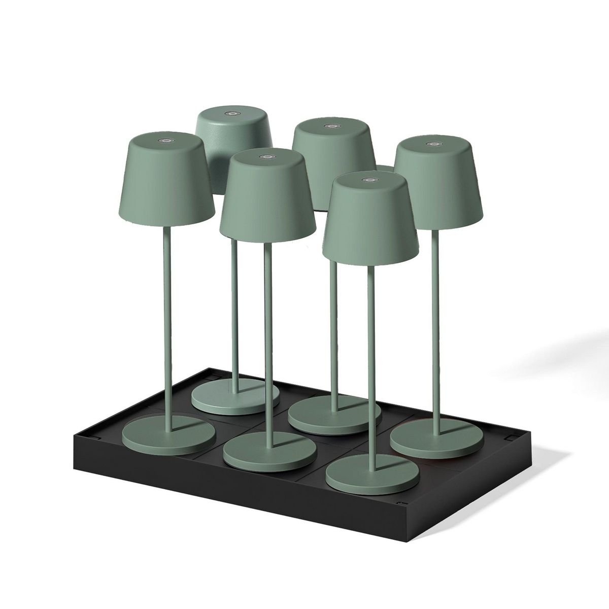 Lumisky 6 lampes LED avec plateau de chargement KELLY Vert Metal H38CM