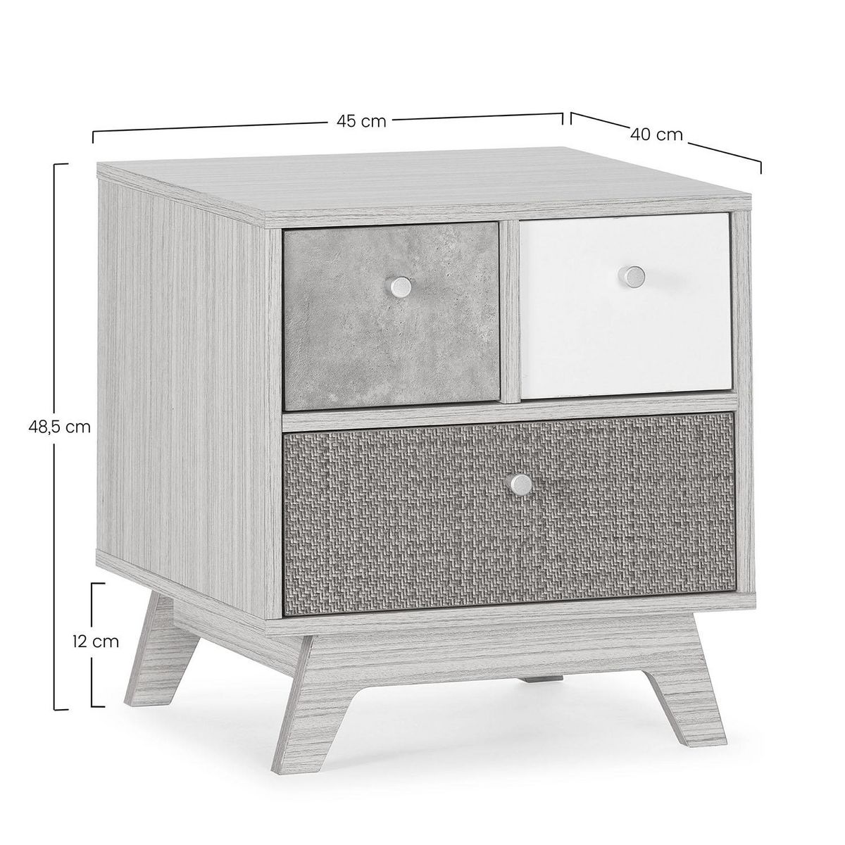 VS VENTA-STOCK Table de chevet Maia 3 tiroirs multicolores