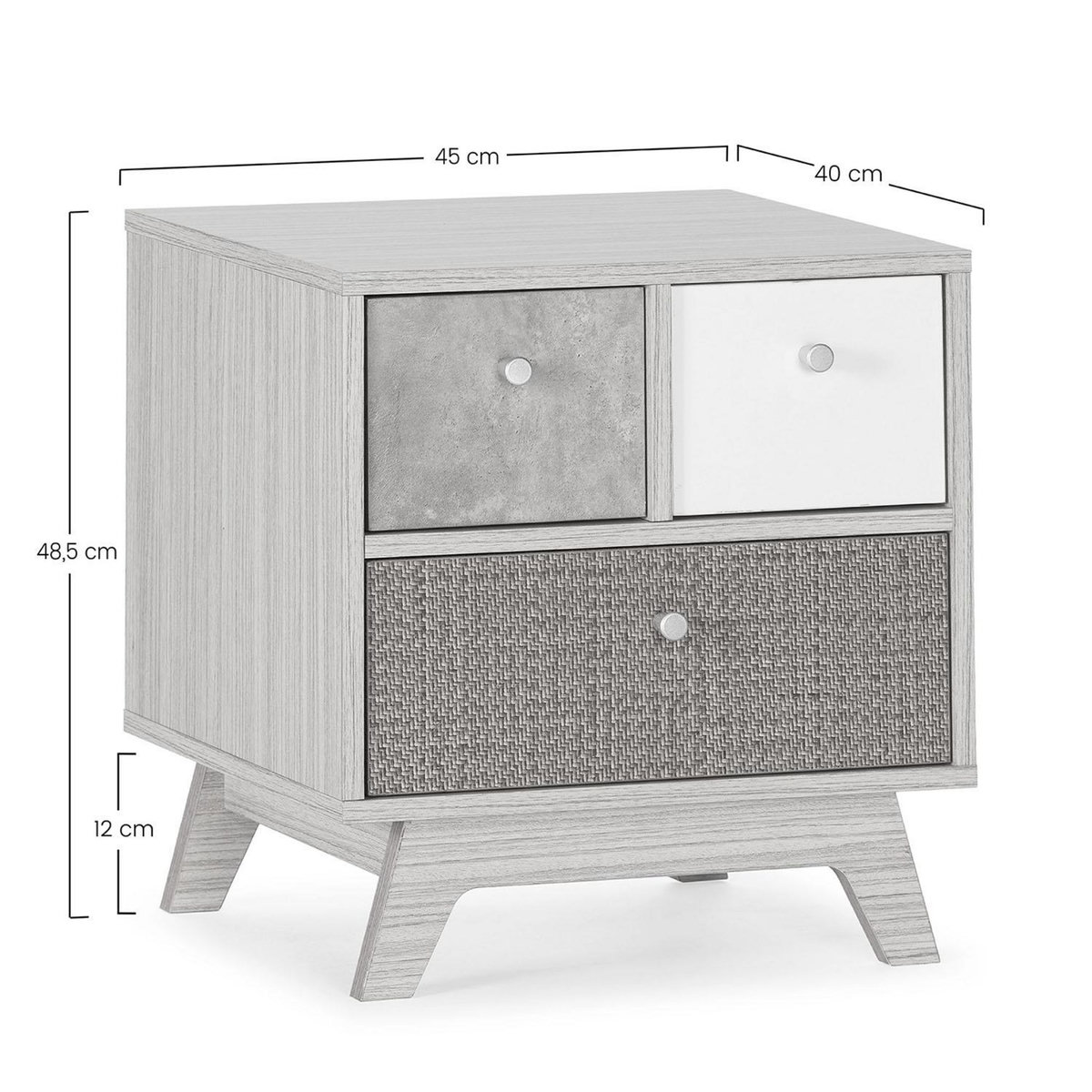 VS VENTA-STOCK Table de chevet Maia 3 tiroirs multicolores