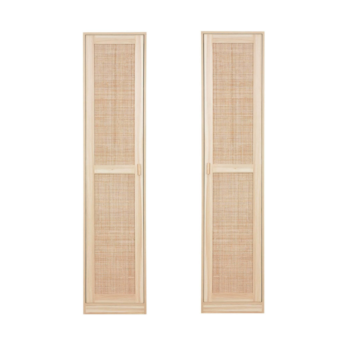 SWEEEK Armoire dressing cannage et effet bois. garde-robe 1 porte. 5 étagères H180cm