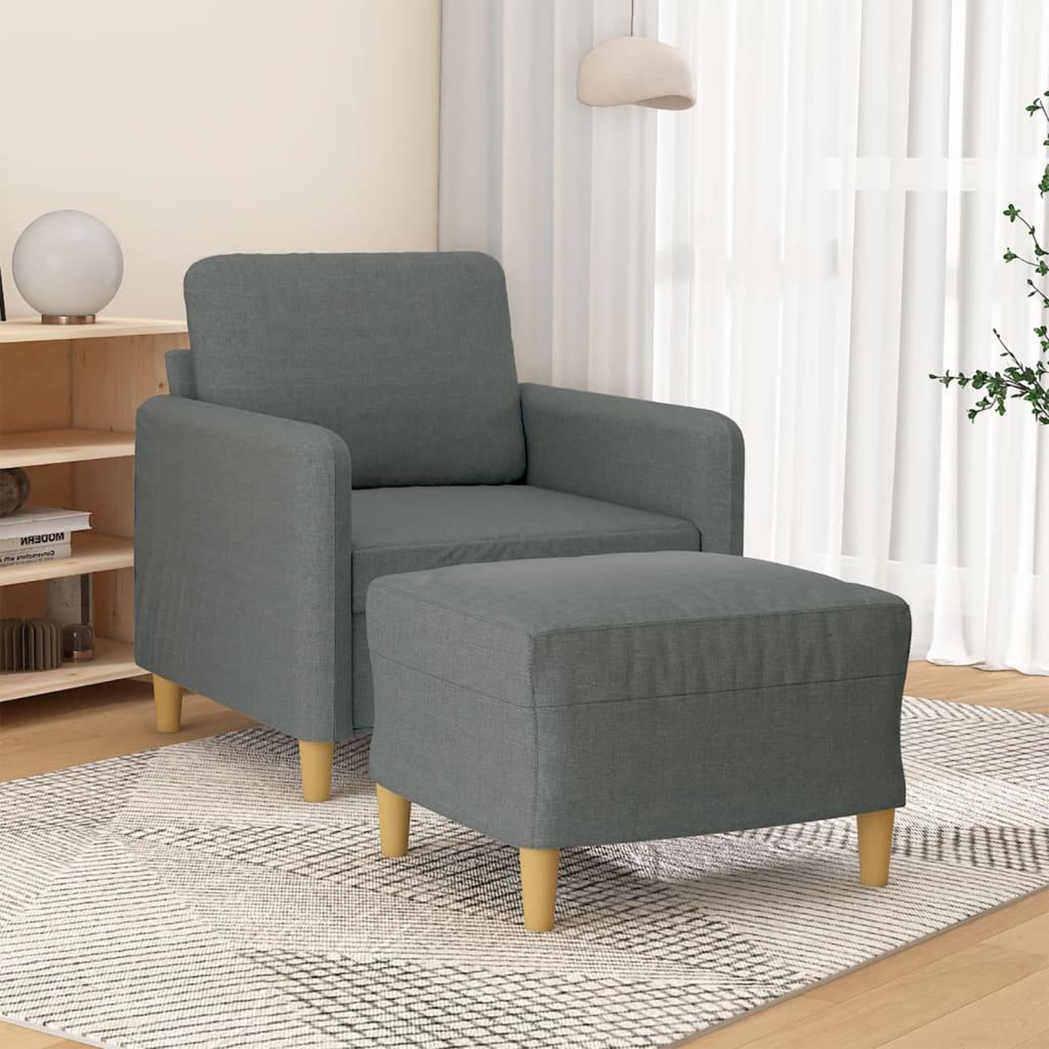 VIDAXL Fauteuil avec repose-pied Gris fonce 60 cm Tissu