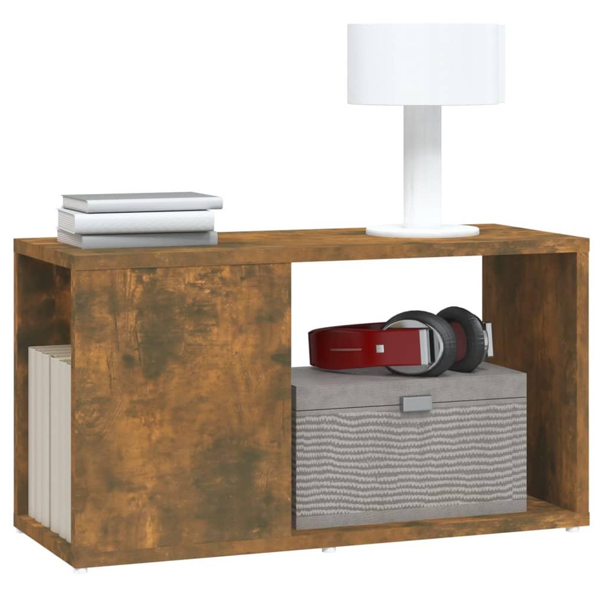 Voir la diapositive 4 : VIDAXL Meuble TV Chene fume 60x24x32 cm Bois d'ingenierie