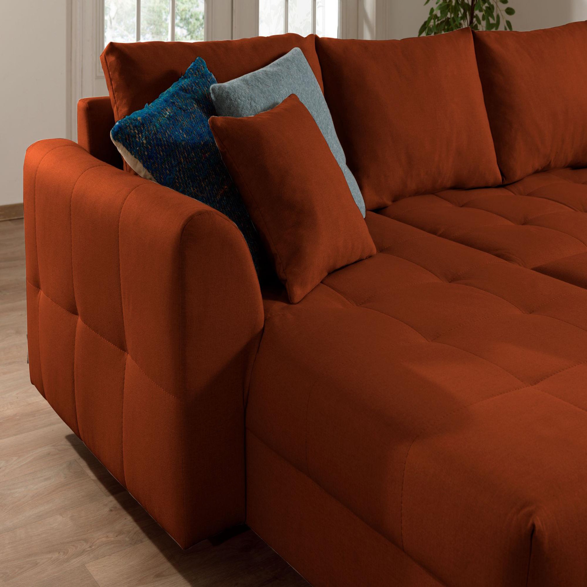 Voir la diapositive 5 : LISA DESIGN Rune - canapé panoramique - avec pouf d'appoint - 7 places - style scandinave - droit