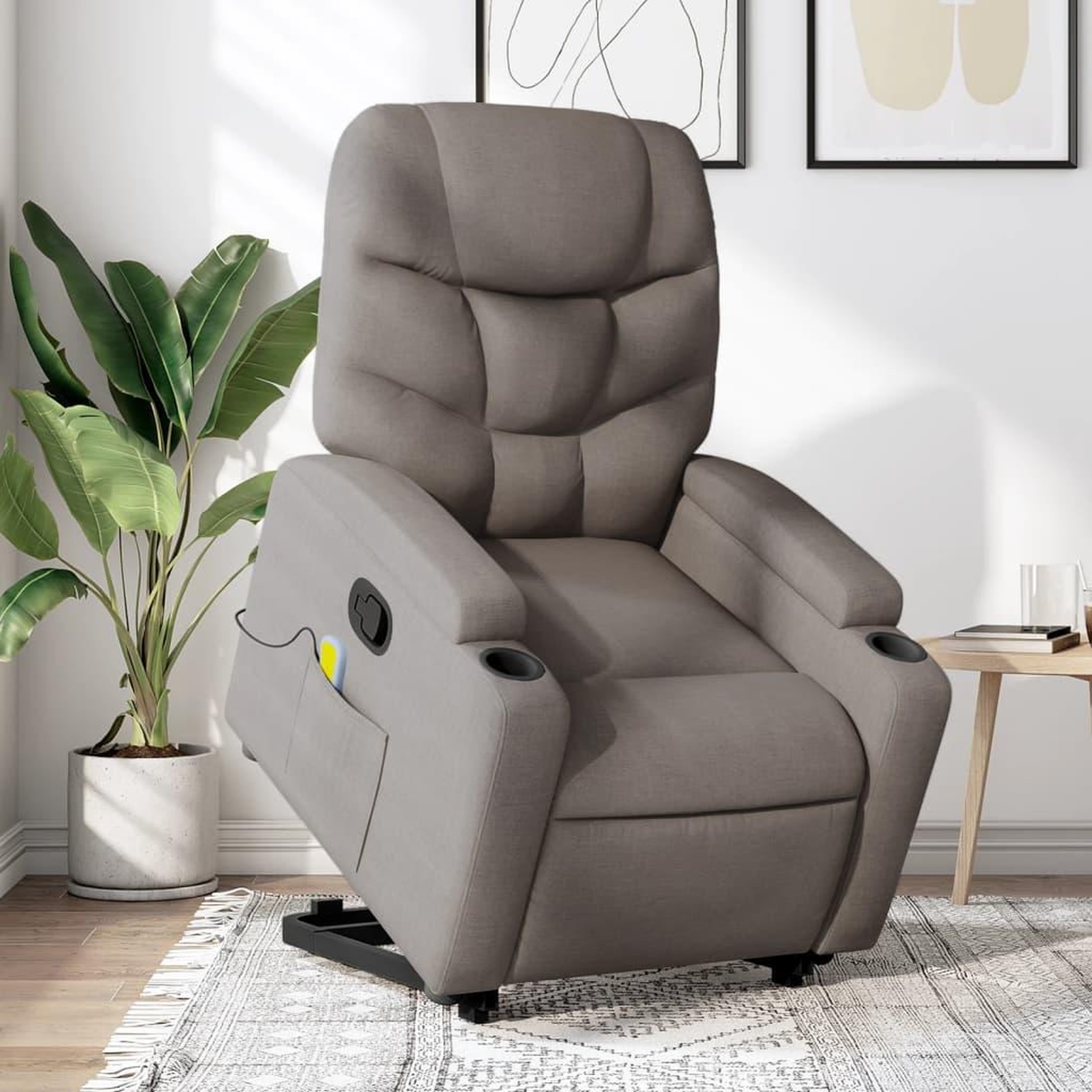 VIDAXL Fauteuil inclinable de massage Taupe Tissu