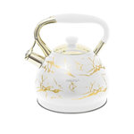 Ambigante Bouilloire Ambition DARIO en acier inoxydable blanc avec accents dorés