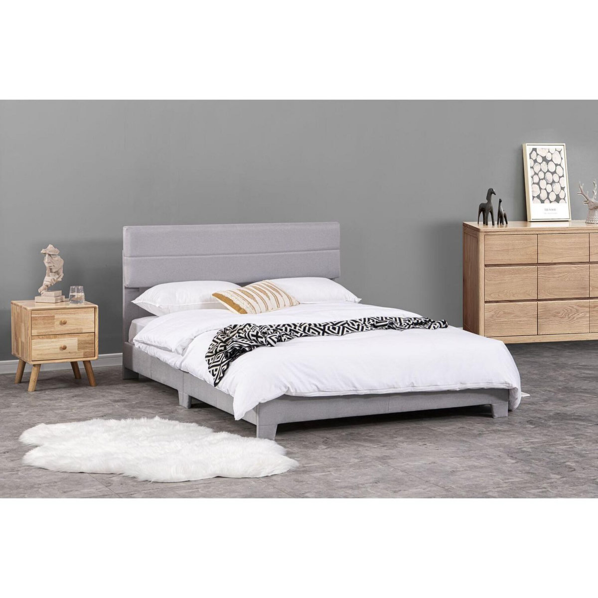 CONCEPT USINE Lit design 160x200 gris LINCOLN