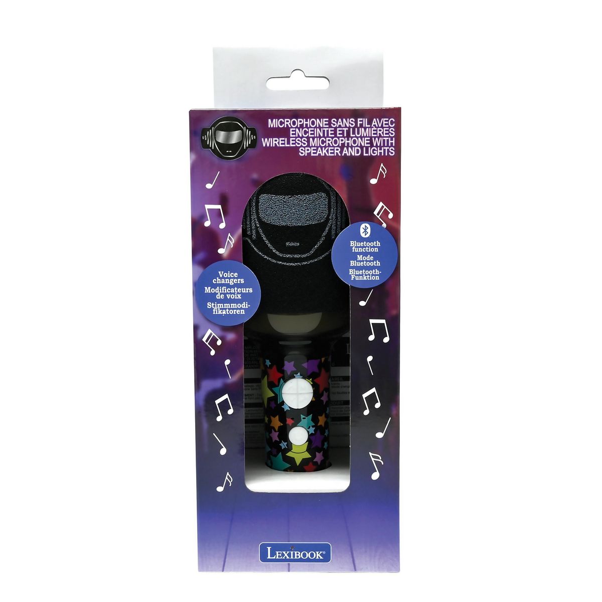 Lexibook Karaoke Microphone Bluetooth/Sans fil avec effets sonores et lumineux