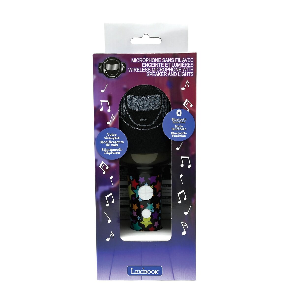 Lexibook Karaoke Microphone Bluetooth/Sans fil avec effets sonores et lumineux
