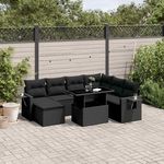 VIDAXL Salon de jardin 9 pcs avec coussins noir resine tressee