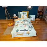 Home collection Parure de couette 2pcs 140x200cm better coton bci made in green jugle mania