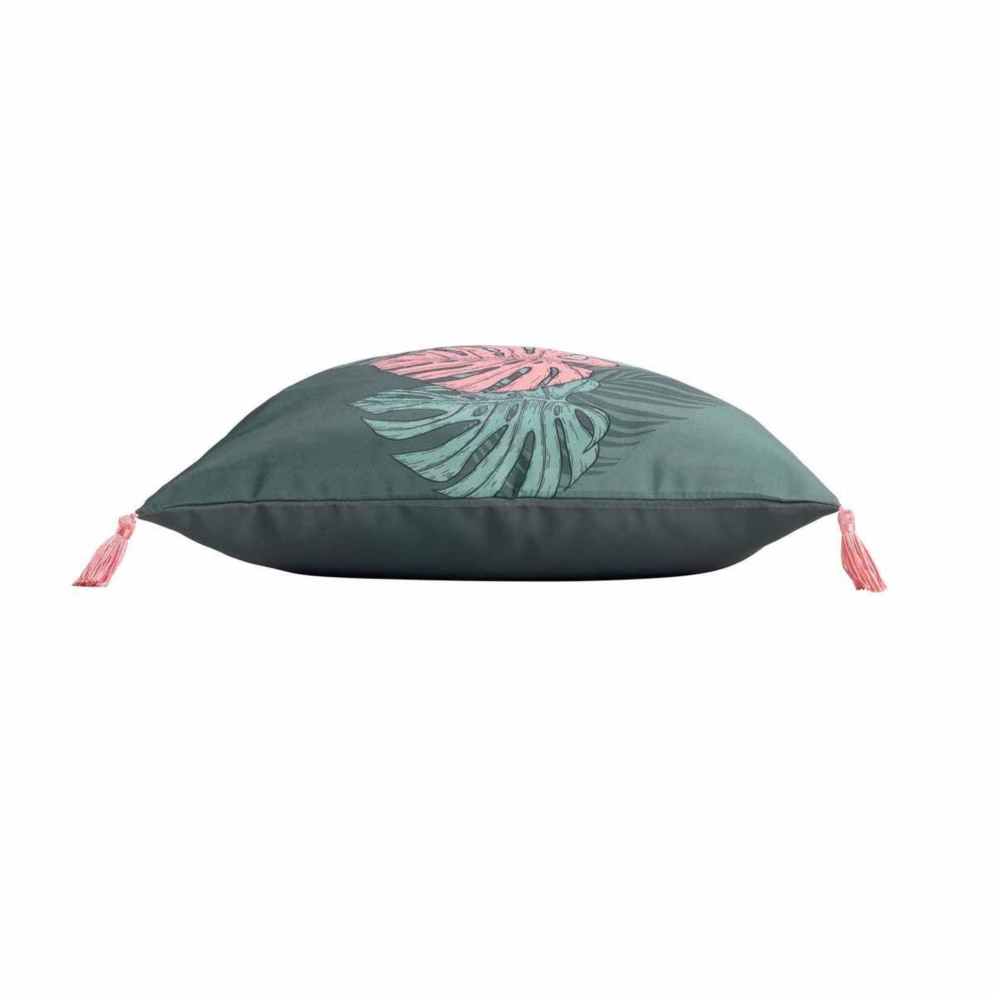 Voir la diapositive 2 : Douceur d'Intérieur Coussin à pompons  jardin intérieur  40x40cm vert