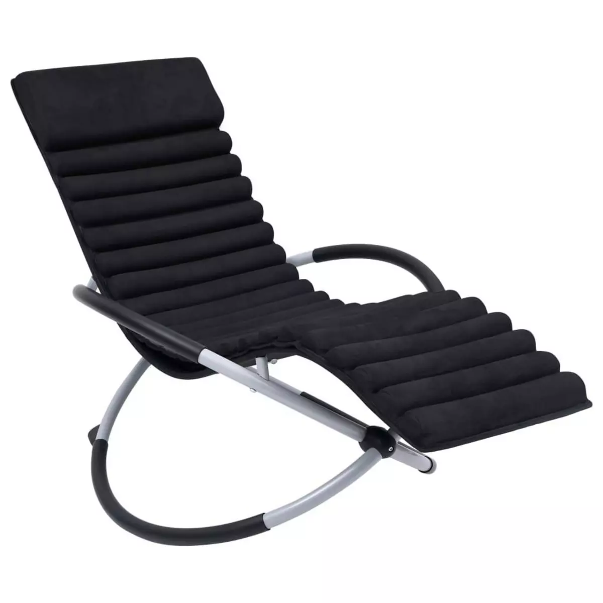 VIDAXL Chaise longue d'exterieur avec coussin Acier Noir