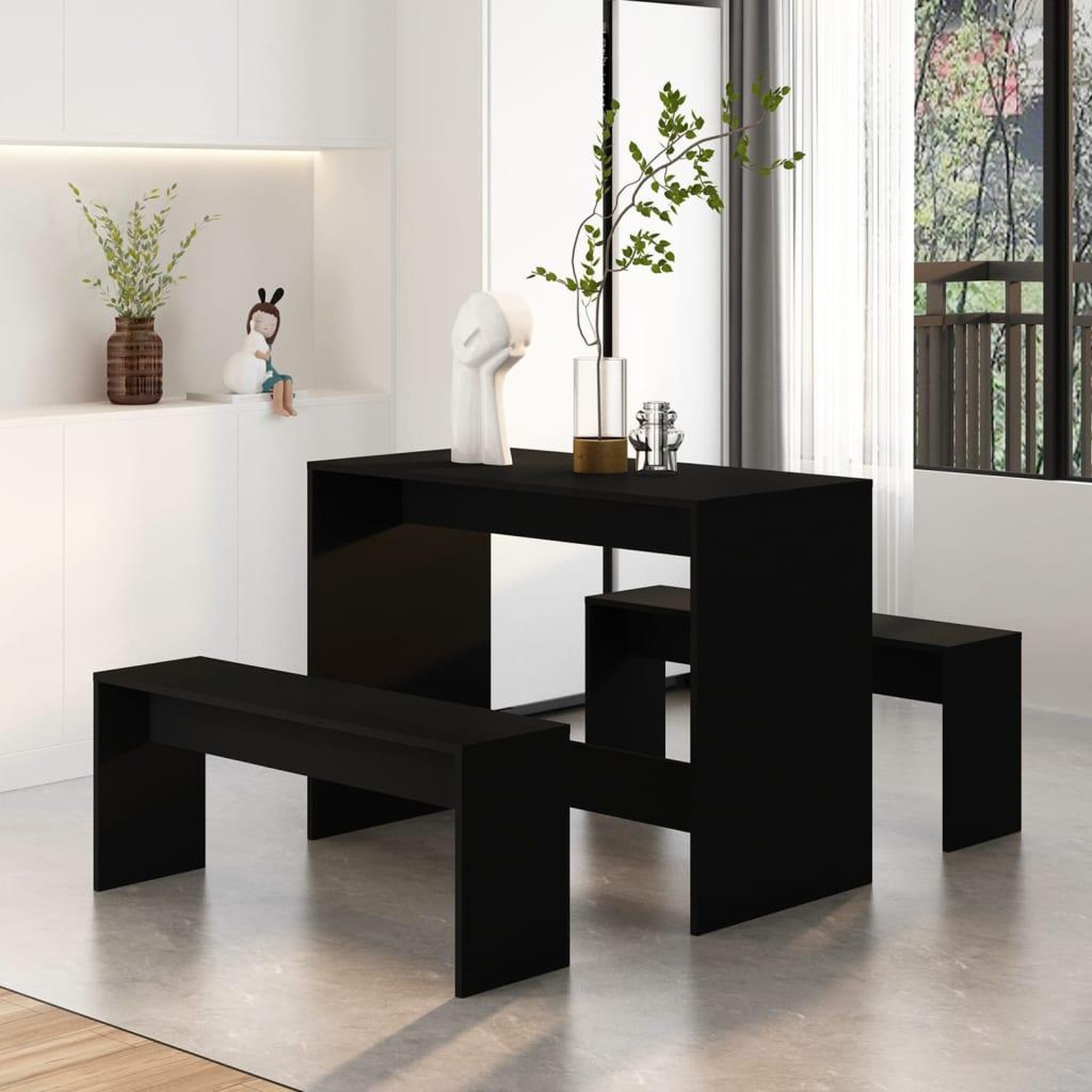 Voir la diapositive 3 : VIDAXL Ensemble a manger 3 pcs Noir Bois d'ingenierie