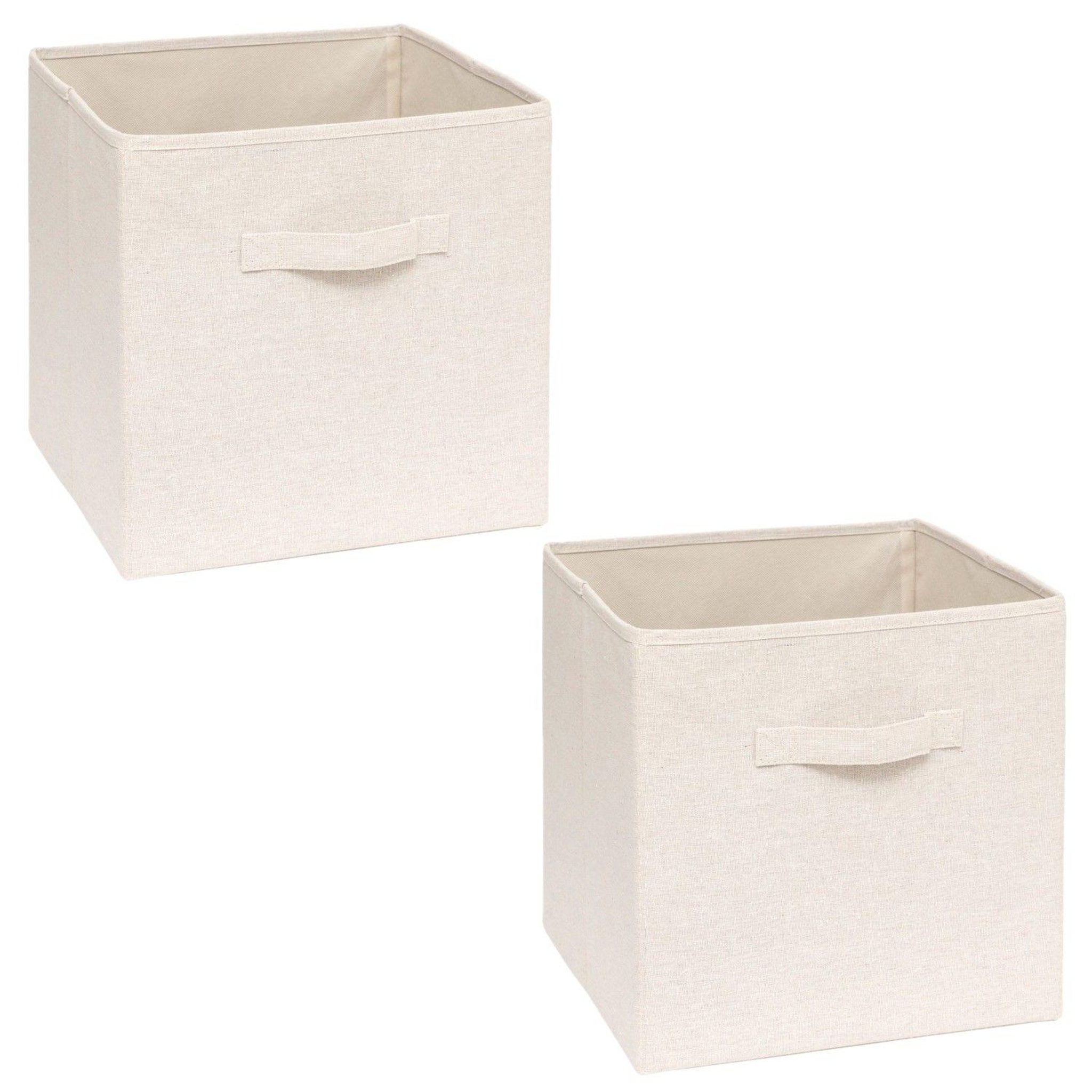 TOILINUX Lot 2 boîtes de rangement tidy box - l. 31 x l. 31 x h. 31 cm - beige
